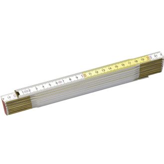 Metru de tamplarie Stanley 0-35-458, lemn vopsit alb-galben, 2 m x 15 mm