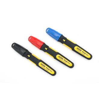 Set 3 markere permanente Stanley Fatmax 0-47-315, varf lat, negru, rosu, albastru