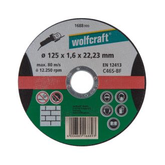 Disc de taiere abraziv Wolfcraft 1688999 pentru piatra, D 125x22.2x1.6 mm