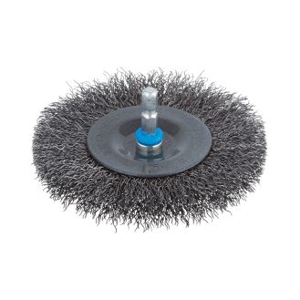 Perie tip disc fir ondulat Wolfcraft 2102000, D 100 mm, grosime sarma 10 mm, tija hexagonala 1/4"