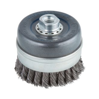 Perie Wolfcraft 2150000, tip oala, D 90 mm, fir rasucit, pentru polizoare unghiulare, filet M14