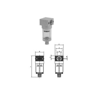 Filtru 20 μm Comaria 3102, cu pahar decantor si supapa de drenaj