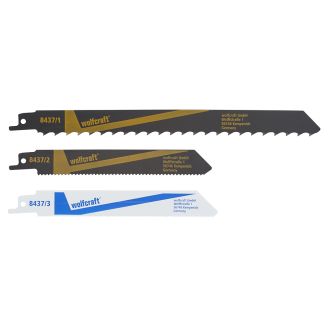 Set 3 panze fierastrau sabie Wolfcraft 8437000 pentru lemn, neferoase, grinzi de lemn, taieri de crengi, table, neferoase