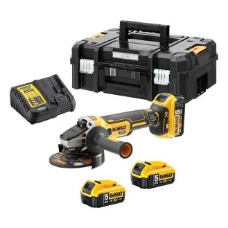 Polizor unghiular DeWalt DCG405P3, 125 mm, 3 acumulatori Li-Ion 18 V/5 Ah, incarcator, valiza de transport 