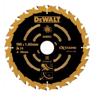 Disc Dewalt DT10304 pentru fierastrau circular, D 190x30x1.65 mm, 24 dinti, pentru taiere universala, seria Extreme